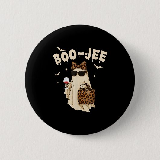 Badge Rond 5 Cm Drôle Automne Halloween Ghost Boujee Boo Jee Soky  (Devant)