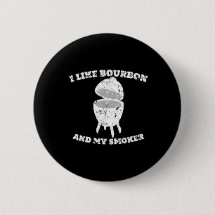 Badge Rond 5 Cm Drôle Bbq Tee J'Aime Bourbon Et Mon Cadeau Fumeur