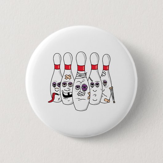 Badge Rond 5 Cm Drôle Beat Up Bowling Pins (Devant)