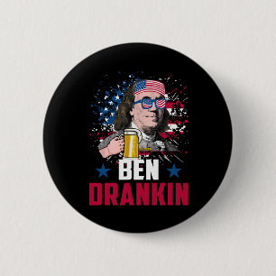 Badge Rond 5 Cm Drôle Ben Drankin 4 juillet États-Unis Drapeau Hom
