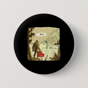 Badge Rond 5 Cm Drôle Bigfoot Sasquatch Monstre du Loch Ness Drôle
