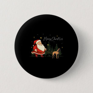 Badge Rond 5 Cm Drôle Black Mouth Cur Chien Santa Claus Noël Wa