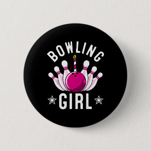 Badge Rond 5 Cm Drôle cadeau Bowling pour enfants Cool Bowler Girl
