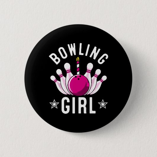 Badge Rond 5 Cm Drôle cadeau Bowling pour enfants Cool Bowler Girl (Devant)