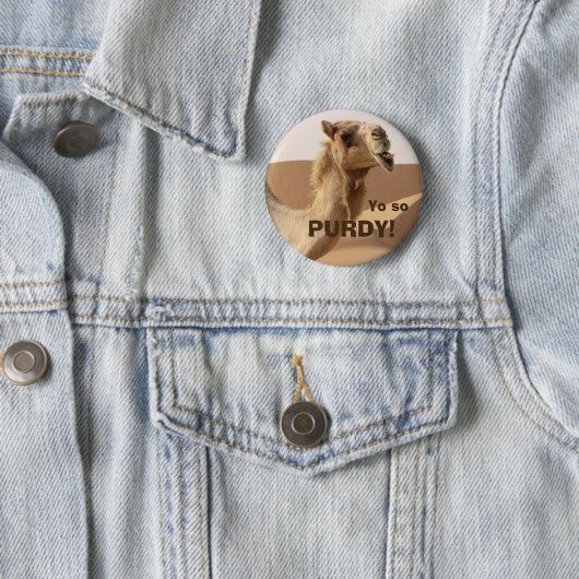 Badge Rond 5 Cm Drôle Camel Purdy Photo (En situation)