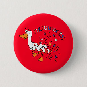 Badge Rond 5 Cm Drôle Canard 4 juillet Enfants mignonne