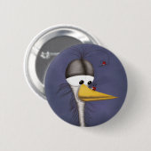 Badge Rond 5 Cm Drôle Cartoon Egret (Devant & derrière)