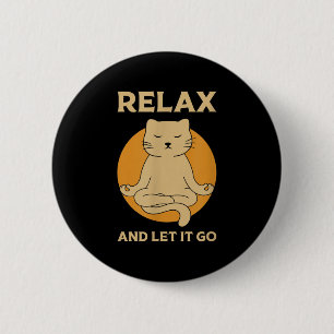 Badge Rond 5 Cm Drôle Cat Graphic Yoga Zen méditation