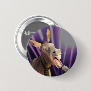 Badge Rond 5 Cm Drôle chanter âne ferme animal violet Arrière - pl