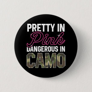 Badge Rond 5 Cm Drôle Chasse Camo Rose Graphique Femmes Deer Buck