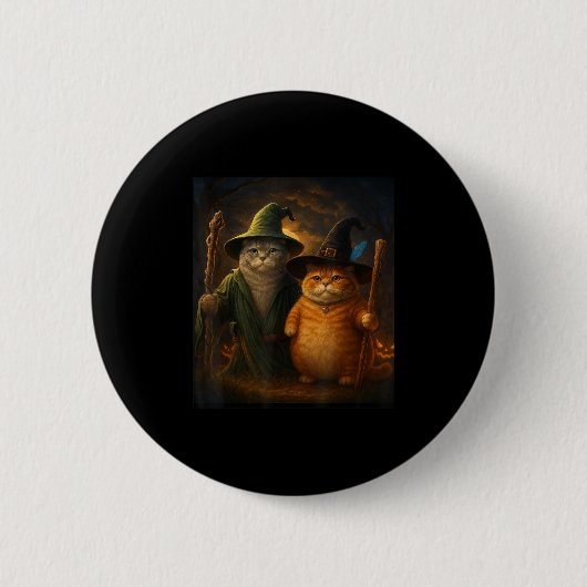 Badge Rond 5 Cm Drôle Chat Halloween Chat Assistant de mème de cha (Devant)