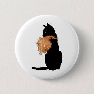 Badge Rond 5 Cm Drôle Chat Noir Lady Kamala Avec Les Cheveux Trump