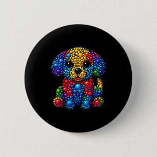Badge Rond 5 Cm Drôle Chien Amoureux des animaux Pois Jour Jour Jo
