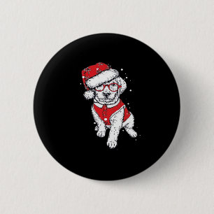 Badge Rond 5 Cm Drôle chien de Noël Pyjamas cadeau pour les Amoure