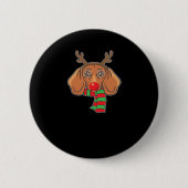 Badge Rond 5 Cm Drôle Chien de Noël Xmas Reindeer Dachshund Holida (Devant)