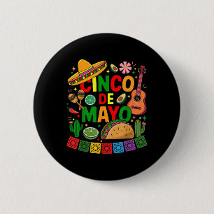 Badge Rond 5 Cm Drôle Cinco De Mayo Mexicaine Sombrero Casquette H