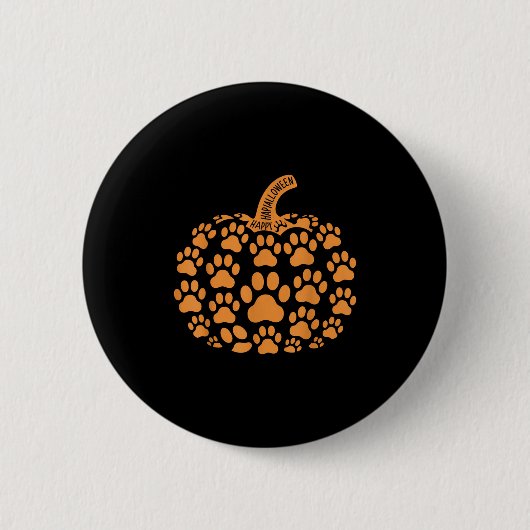 Badge Rond 5 Cm Drôle Citrouille Halloween Chien Paw Pour Hommes F (Devant)