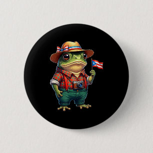 Badge Rond 5 Cm Drôle Coqui Grenouille Drapeau Porto Rico Taino Bo