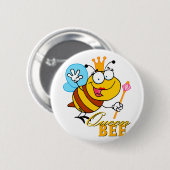 Badge Rond 5 Cm drôle de bande dessinée queen bee avec texte (Devant & derrière)