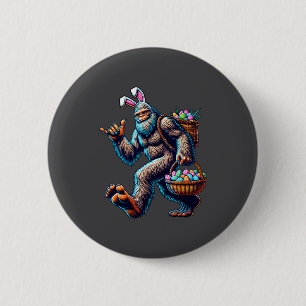 Badge Rond 5 Cm Drôle de Bigfoot Lapin de Pâques - Sasquatch avec