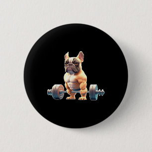 Badge Rond 5 Cm Drôle de Bodybuilding de Bouledogue Français Gym F