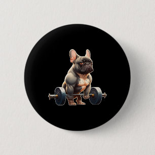 Badge Rond 5 Cm Drôle de Bodybuilding de Bouledogue Français Gym F