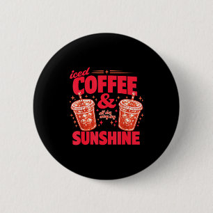 Badge Rond 5 Cm Drôle de café glacé soleil été vibes caféine