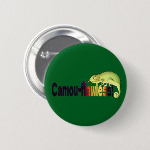Badge Rond 5 Cm Drôle de Camou-flawless Pun de Caméléon