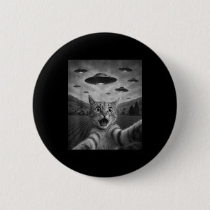 Badge Rond 5 Cm Drôle de chat éd surpris selfie avec un chat alien