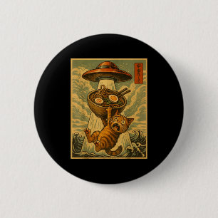 Badge Rond 5 Cm Drôle de chat japonais ramen ufo anime hommes femm