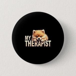 Badge Rond 5 Cm Drôle de chiot Pom Mon thérapeute chien Pomeranian