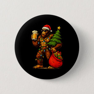 Badge Rond 5 Cm Drôle de grand pied chapeau de Père Noël buvez sap