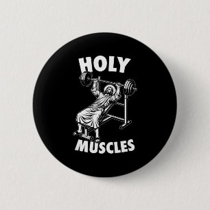 Badge Rond 5 Cm Drôle de Jésus muscles saints banc presse salle de