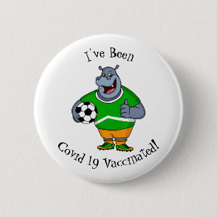 Badge Rond 5 Cm Drôle de joueur de football hippo dessin humoristi