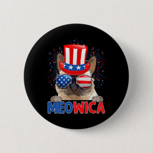 Badge Rond 5 Cm Drôle de Meowica Siamois Chaton Amateur Propriétai