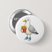 Badge Rond 5 Cm Drôle de Mouette Frites Baskets (Devant & derrière)