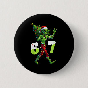 Badge Rond 5 Cm Drôle de Noël Alien Six Seven Mème 67 Chapeau de P
