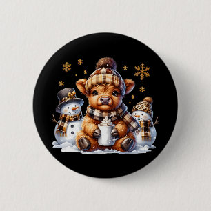 Badge Rond 5 Cm Drôle de Noël Vaches joyeuses Vache mignonne Noël