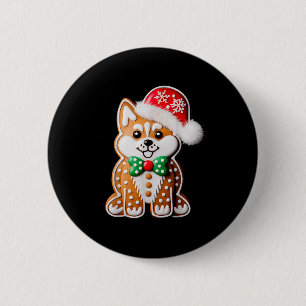 Badge Rond 5 Cm Drôle de pain d'épice chien husky sibérien Noël Fe
