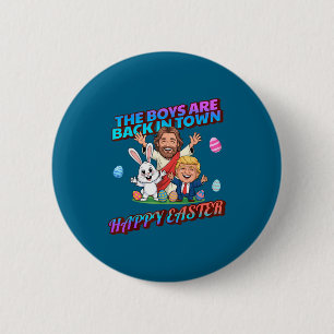 Badge Rond 5 Cm Drôle de Pâques Jésus Lapin de Pâques Trump Boys s
