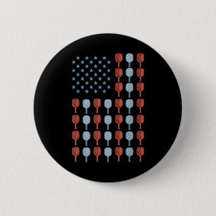Badge Rond 5 Cm Drôle de Pickleball américain Drapeau US Hommes Fe
