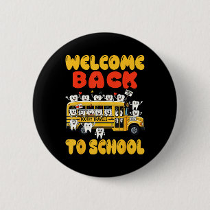 Badge Rond 5 Cm Drôle de retour à l'école Premier jour Dents migno