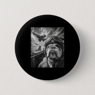 Badge Rond 5 Cm Drôle de selfie de bouledogue anglais Avion de cha