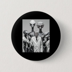 Badge Rond 5 Cm Drôle de Trump avec la conspiration des extraterre