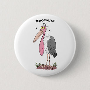 Badge Rond 5 Cm Drôle dessin animé de cigogne en marabou