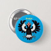 Badge Rond 5 Cm Drôle dessin animé de Magpie australienne (Devant & derrière)