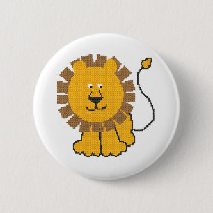 Badge Rond 5 Cm Drôle dessin animé de point de croix Lion