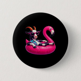 Badge Rond 5 Cm Drôle d'été Chèvre Rose Fête de piscine Party Hawa
