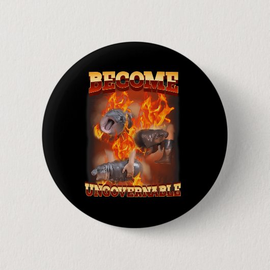 Badge Rond 5 Cm Drôle Devient Ingouvernable Moo Deng Dans Le Ba De (Devant)