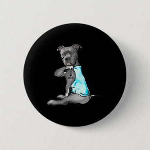 Badge Rond 5 Cm Drôle Drôle Cadeaux Chien Pitbull I Love Maman Tat